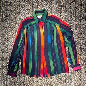 Colorful button down soft flowy vintage shirt